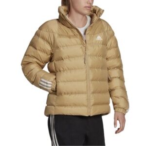 Adidas Primegreen Itavic Padded Down Puffer Jacket With Logo Beige Size Large